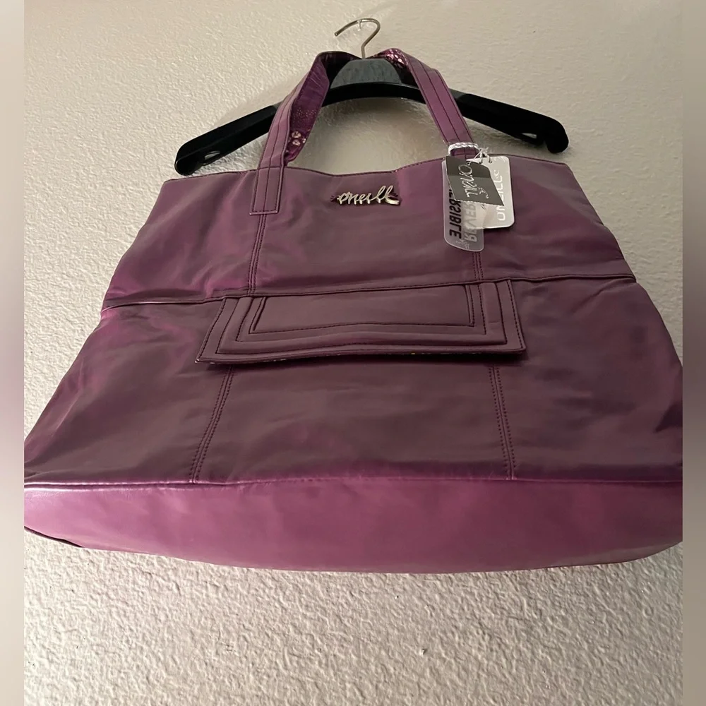 O’Neill Reversible Peggy Tote Plum & Floral Fabric NWT Beach Tote Resort